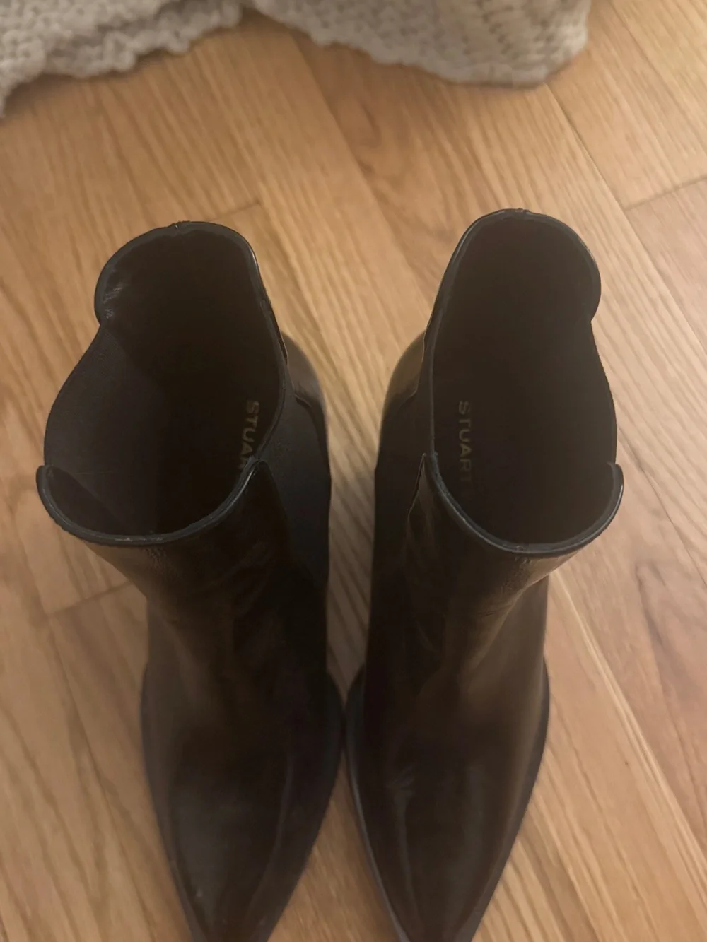 Stuart Weitzman Black Leather Jolene Chelsea Block Heel Booties